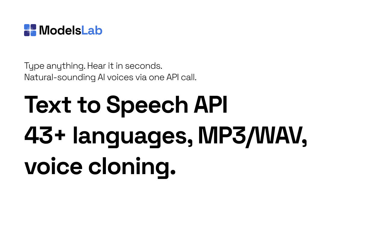 AI Voice Generator API — Realistic Text-to-Speech via REST | ModelsLab